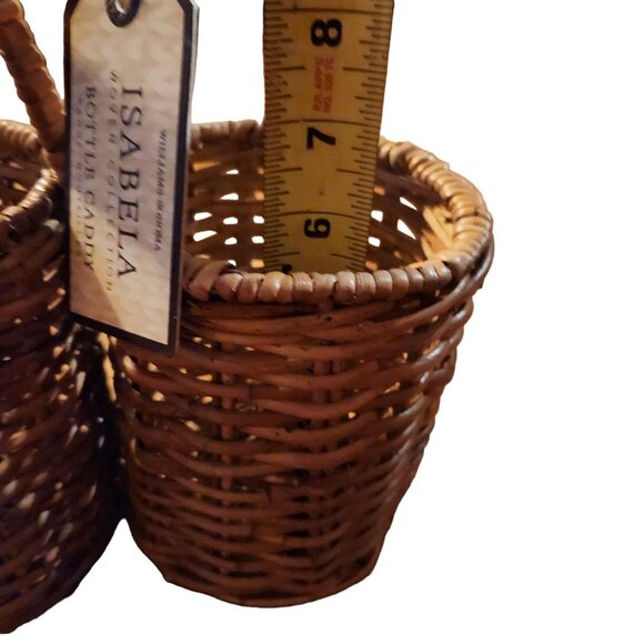 Isabela Woven Rattan Double Storage Caddy With Handle Cottage Rustic Cabin - Picture 4 of 7